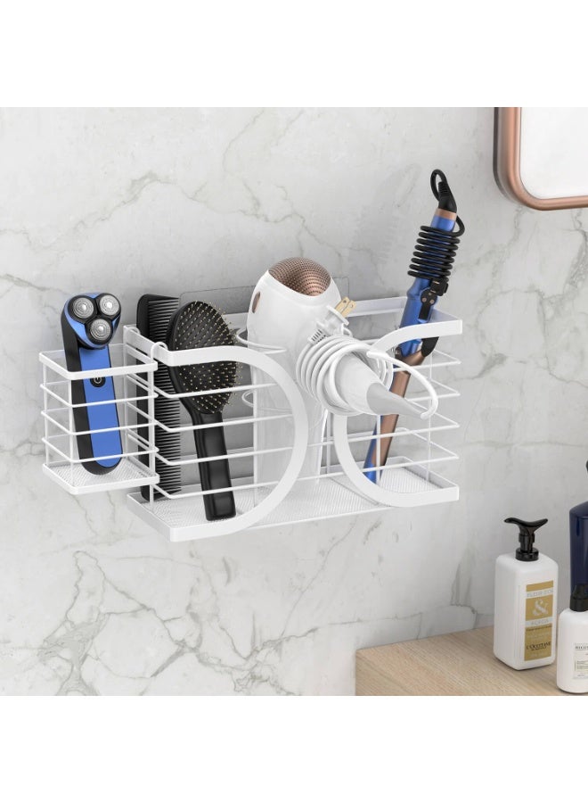 Relex Hair Dryer Holder 3in1 Hair Tool Organizer/Wall Mounted,Cabinet Door or Desk-based Blow Dryer Holder/Height-adjustable Curling Iron Holder/Bathroom Cabinet Organizer for Flat Irons Curling Wand - Image 2
